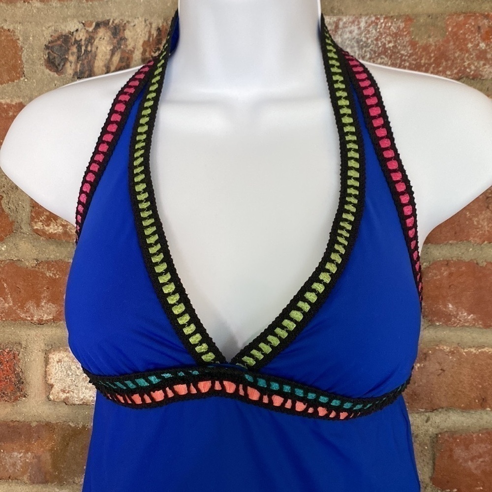 La Blanca Threading Along Triangle Blue Tankini Set size 4 - Picture 6 of 14